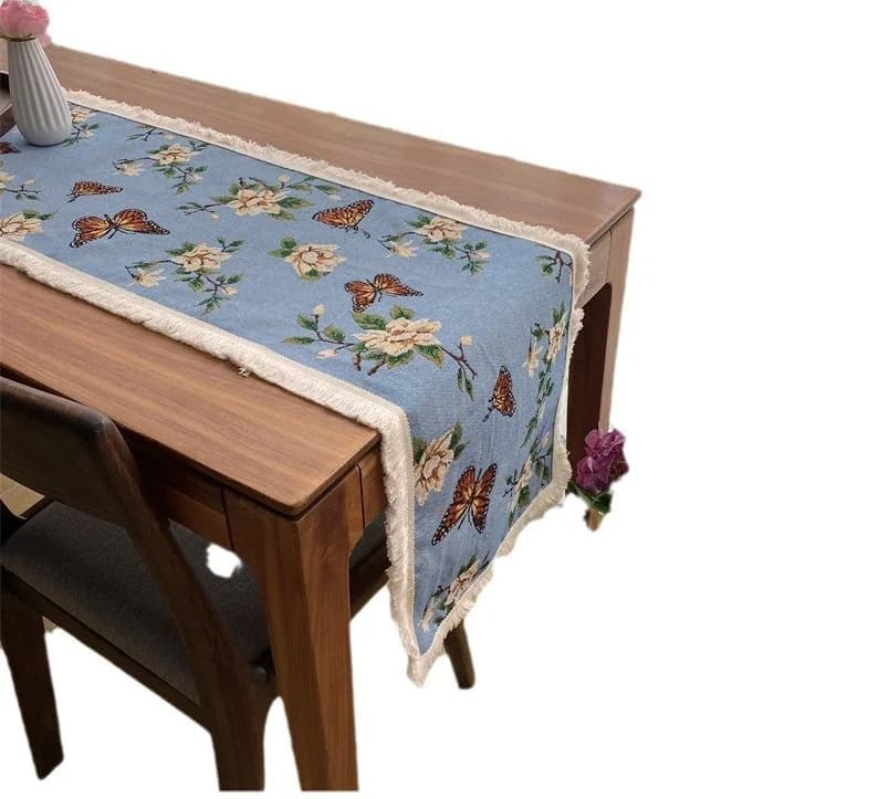 American Country Style Table Runner with Butterfly Floral Print