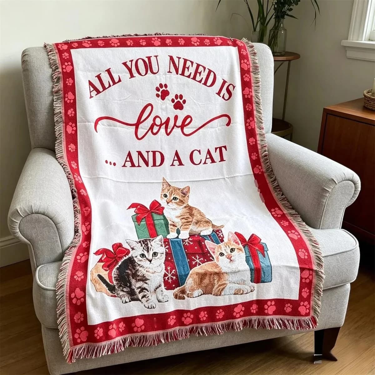 Cartoon Cat Single Seat Sofa Cover Throw Blanket Decorative Cloth