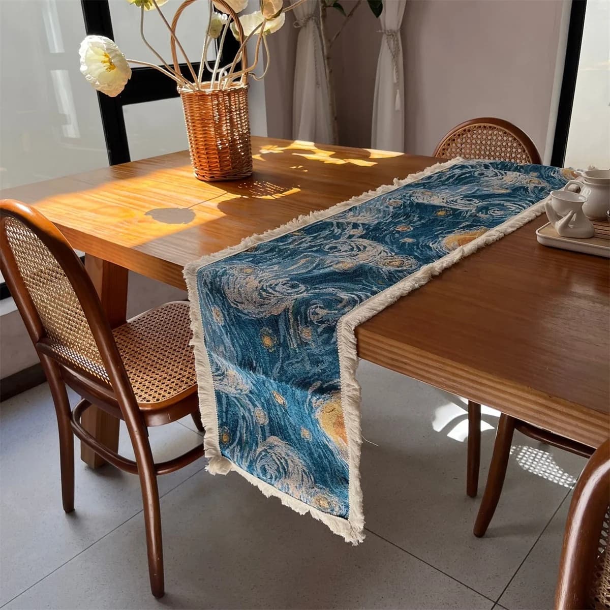 Starry Night Jacquard Table Runner and Tablecloth Decor