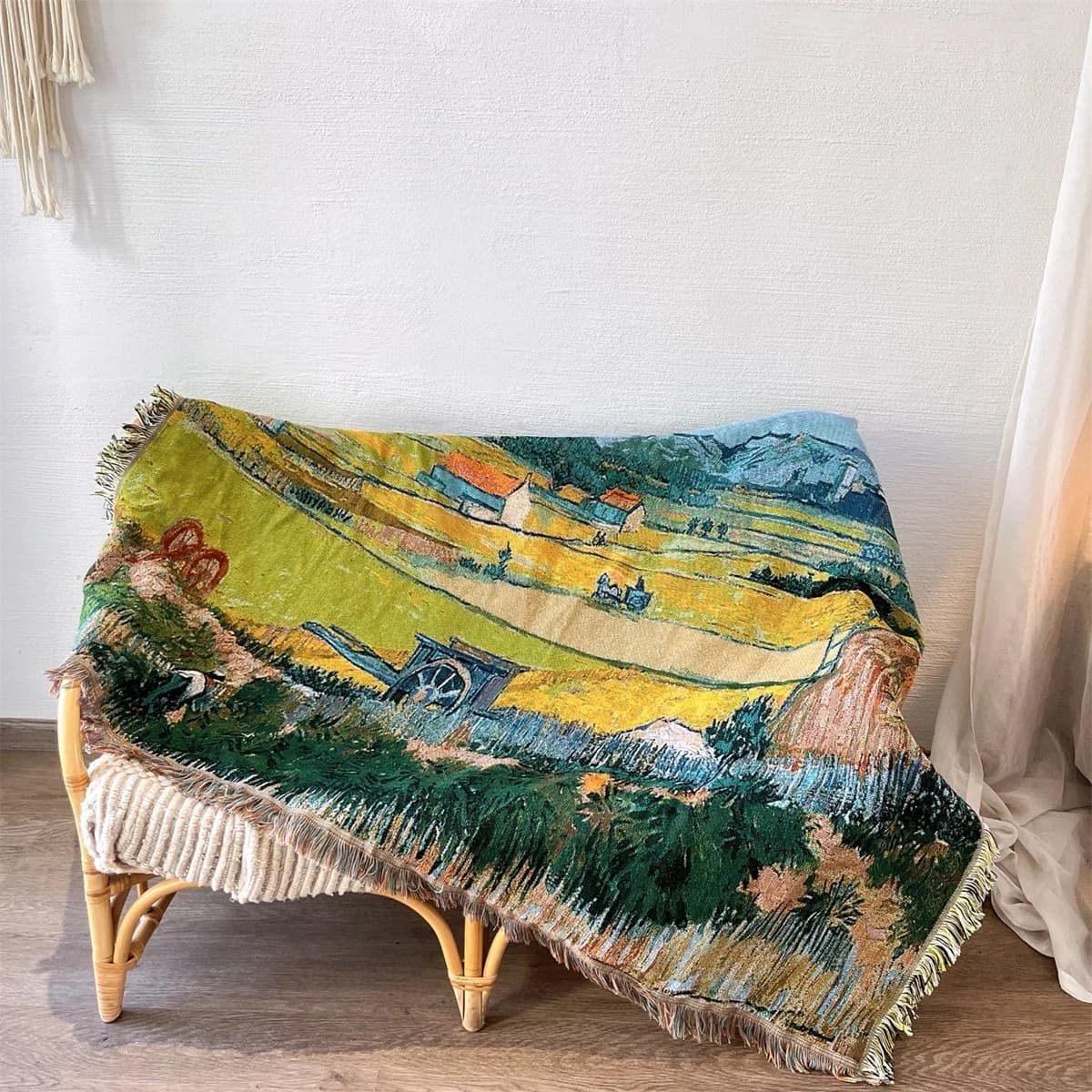 Van Gogh Art Print Knitted Throw Blanket for Sofa Decor
