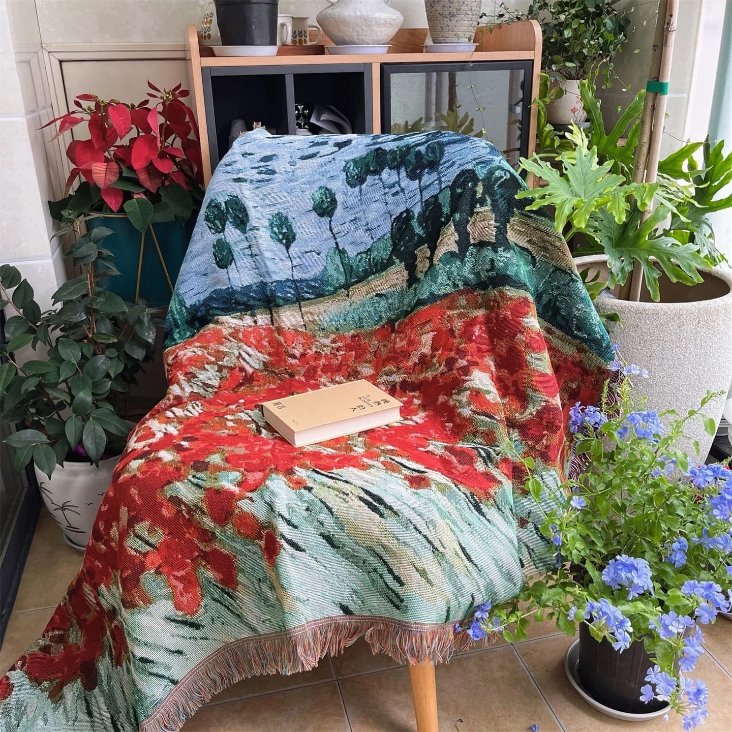 Vintage Art Throw Blanket Cotton Blend Sofa Cover Tapestry