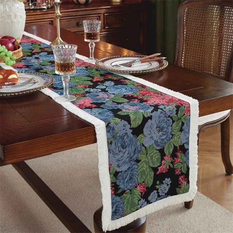 Nordic Style Table Runner Floral Print Home Decor Cloth