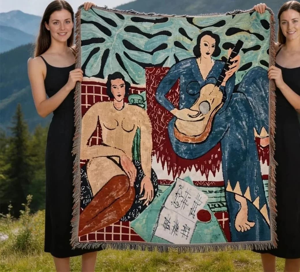 Matisse Style Woven Tapestry Throw Blanket for Wall Decor