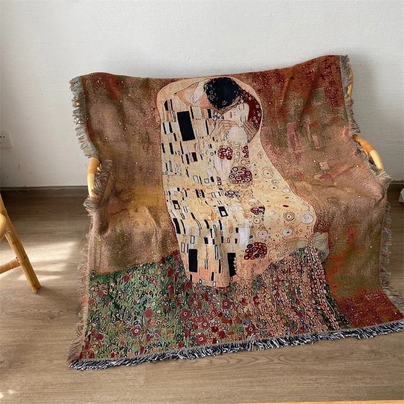 Vintage Art Throw Blanket Cotton Blend Sofa Cover Tapestry