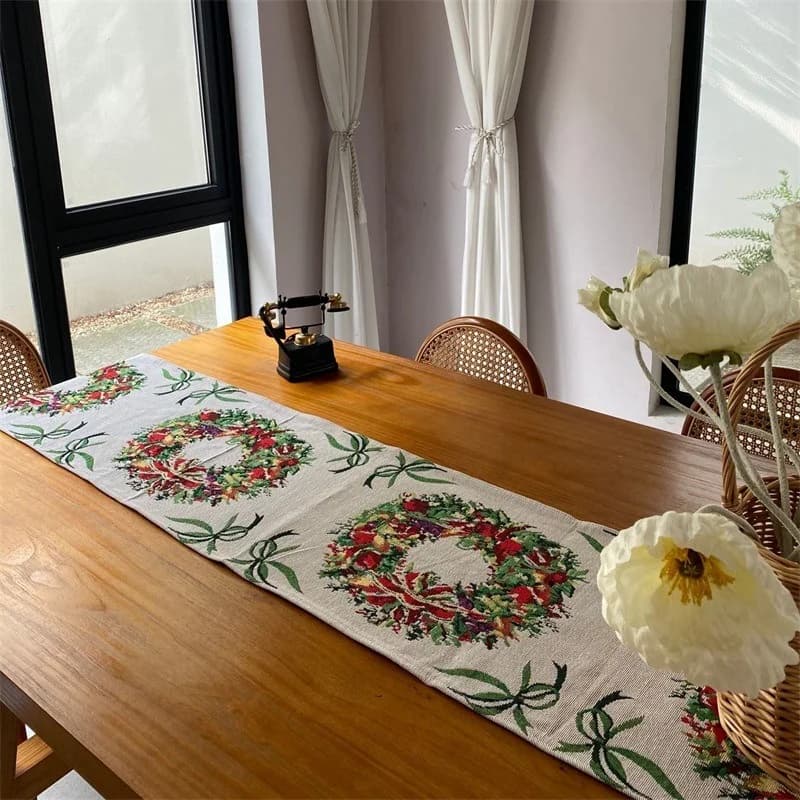 Christmas Wreath Table Runner and Placemat Set