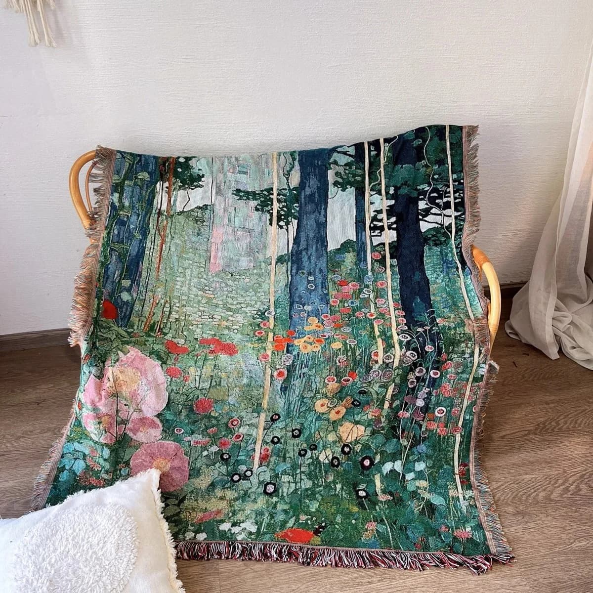 Klimt Secret Garden Tapestry Throw Blanket for Sofa Wall Decor