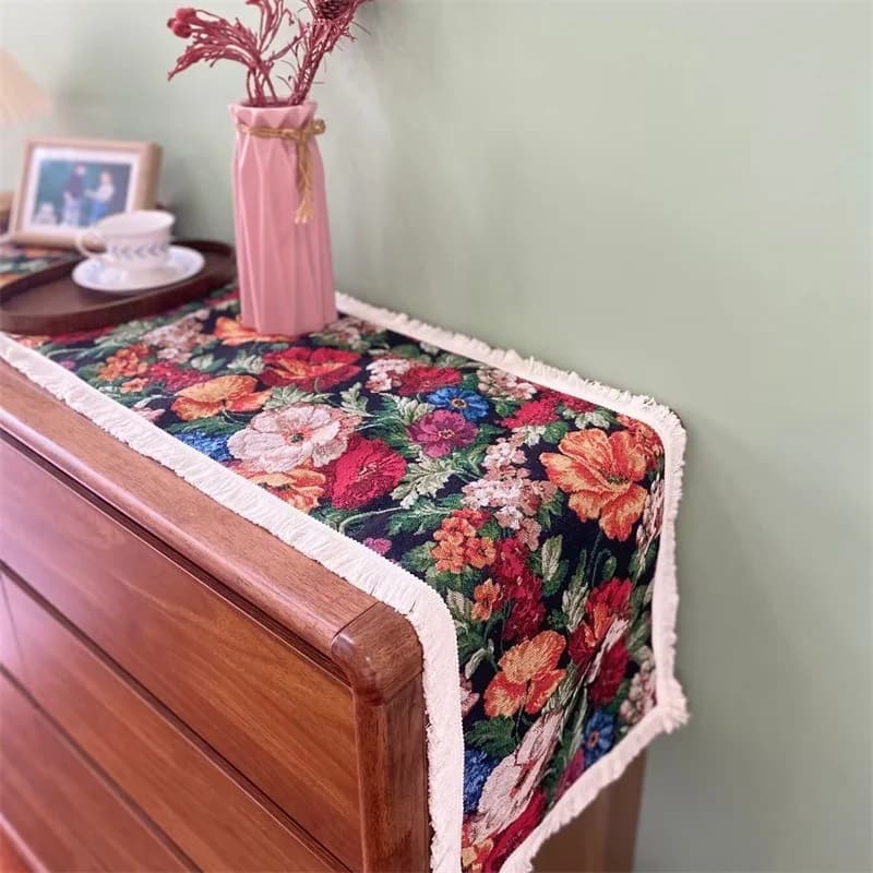 American Country Style Table Runner Black Cabinet Cover Cloth