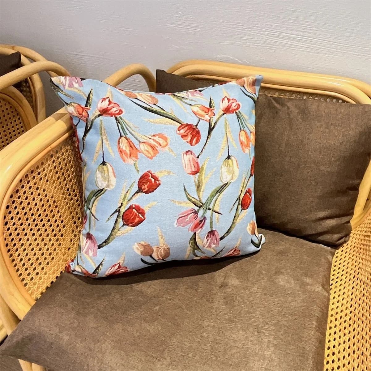 Jacquard Throw Pillow Cover American Country Style Sofa Cushion Case
