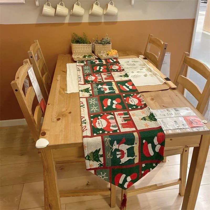 Christmas Table Runner Festive Holiday Decor Cotton Blend Long Strip