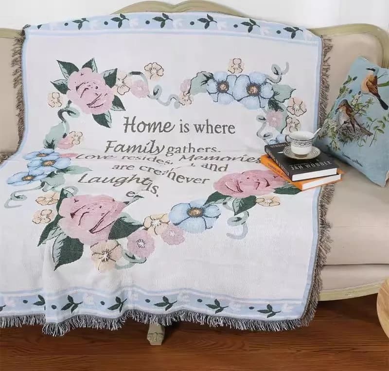 Woven Cotton Blend Throw Blanket for Sofa and Wall Decor 130x160cm