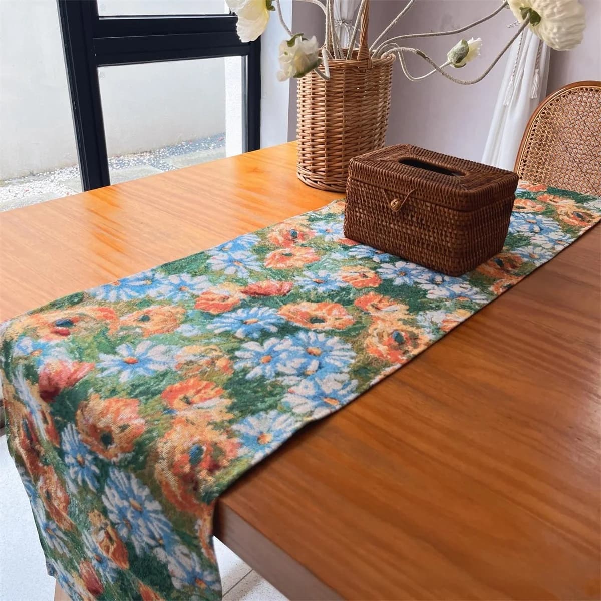 Monet Garden Floral Table Runner and Placemat, Cotton Blend Fabric