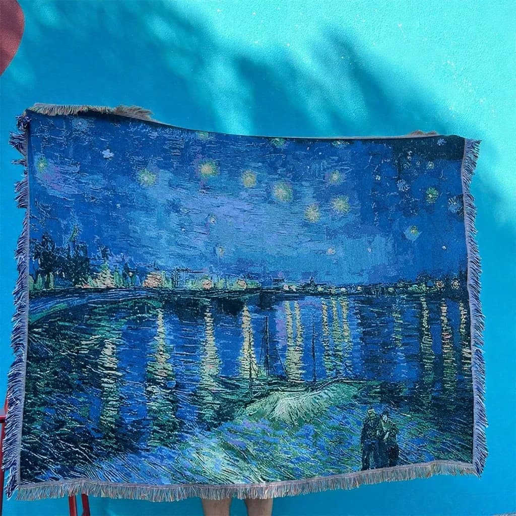 Vintage Art Throw Blanket Cotton Blend Sofa Cover Tapestry