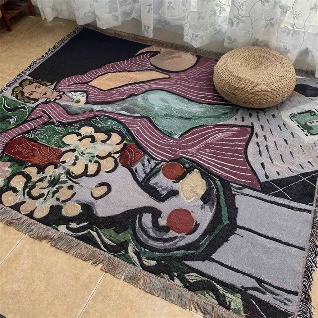 Matisse Style Art Tapestry Throw Blanket for Sofa Wall Decor