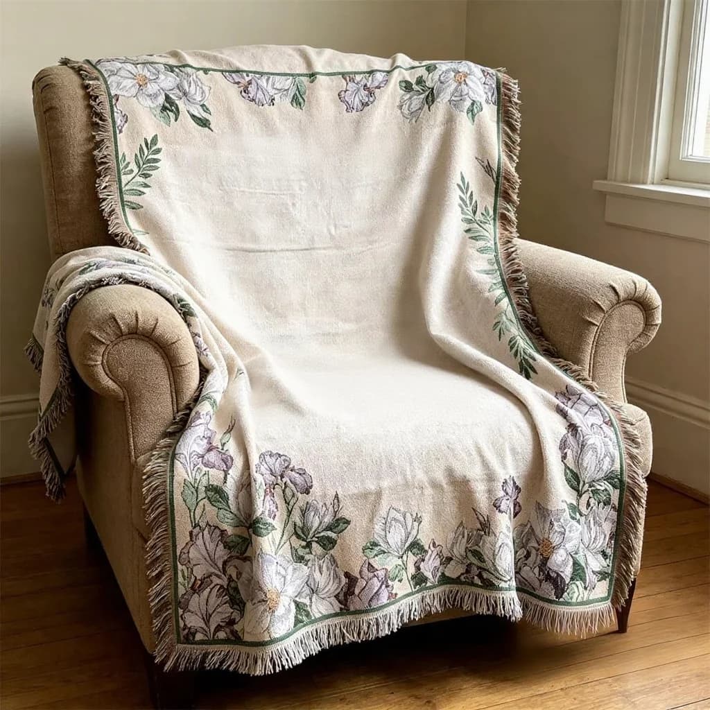 Chenille Cartoon Cat Sofa Throw Blanket for Single Seat