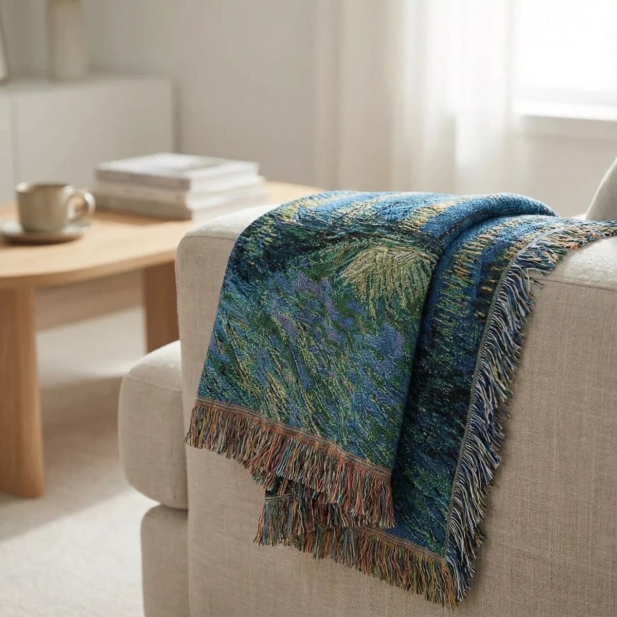 Van Gogh Style Art Tapestry Throw Blanket for Sofa Decor