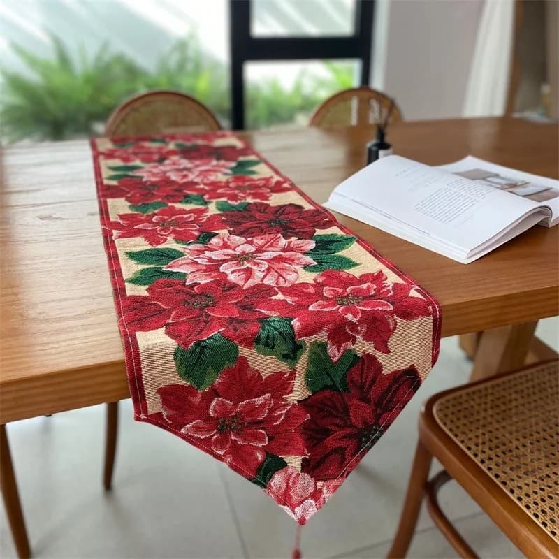 Christmas Table Runner Red Festive Holiday Decor for Dining Table