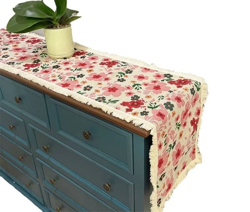 American Country Style Table Runner Cotton Blend Floral Decor