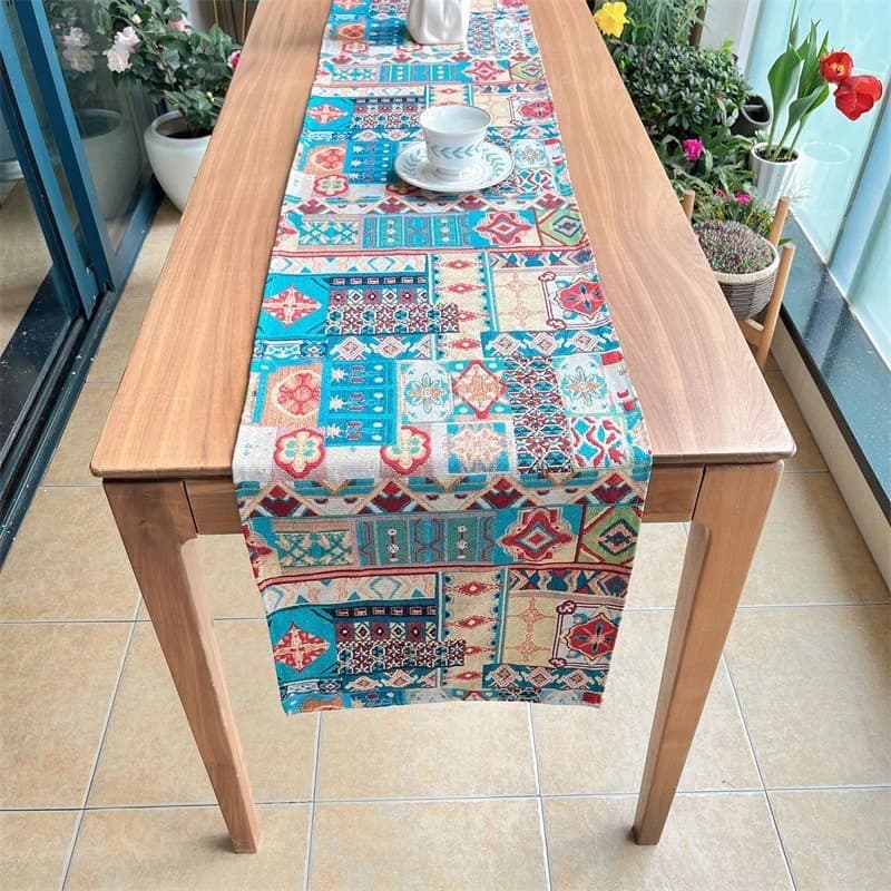 Bohemian Table Runner Retro Floral Decorative Cloth