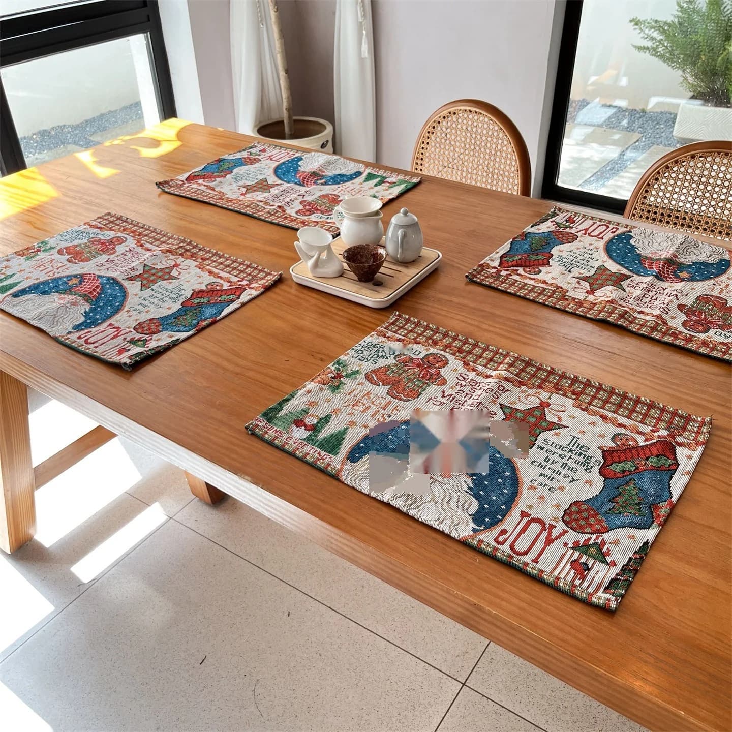 Christmas Table Runner Cotton Blend Holiday Decor for Dining Table