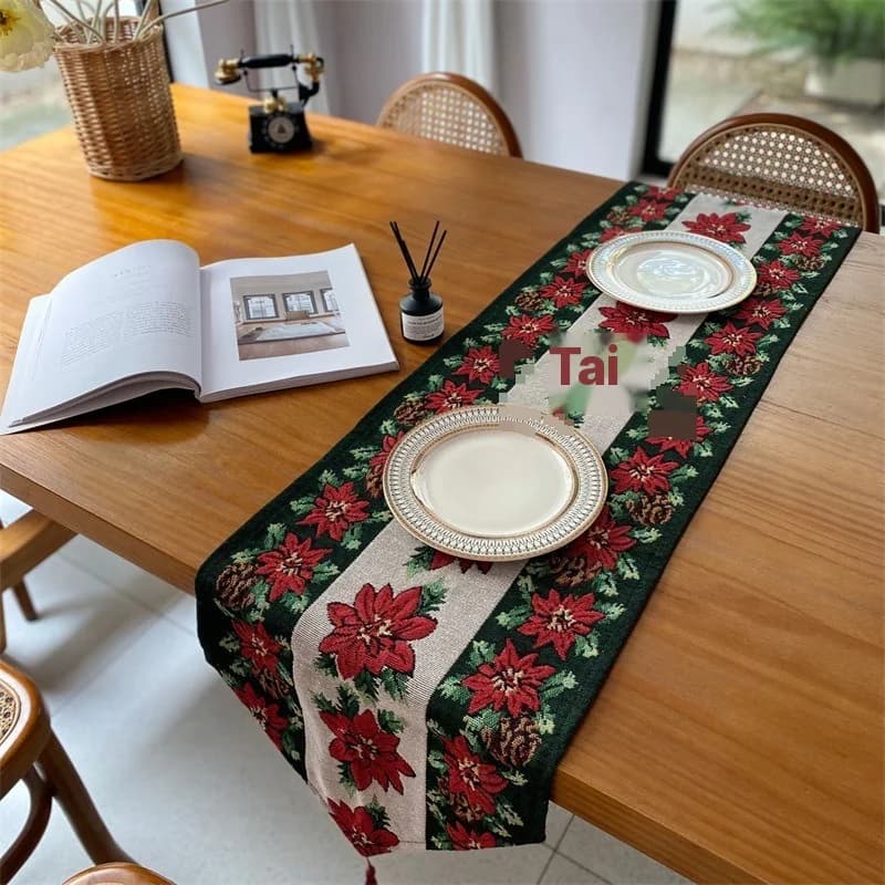 Christmas Table Runner Festive Holiday Decor Cotton Blend Long Strip