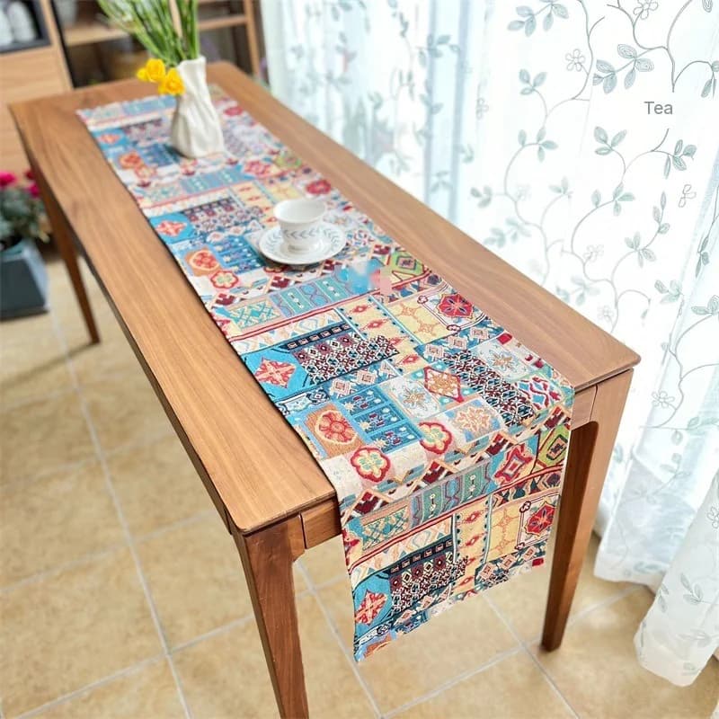 Bohemian Table Runner Retro Floral Decorative Cloth