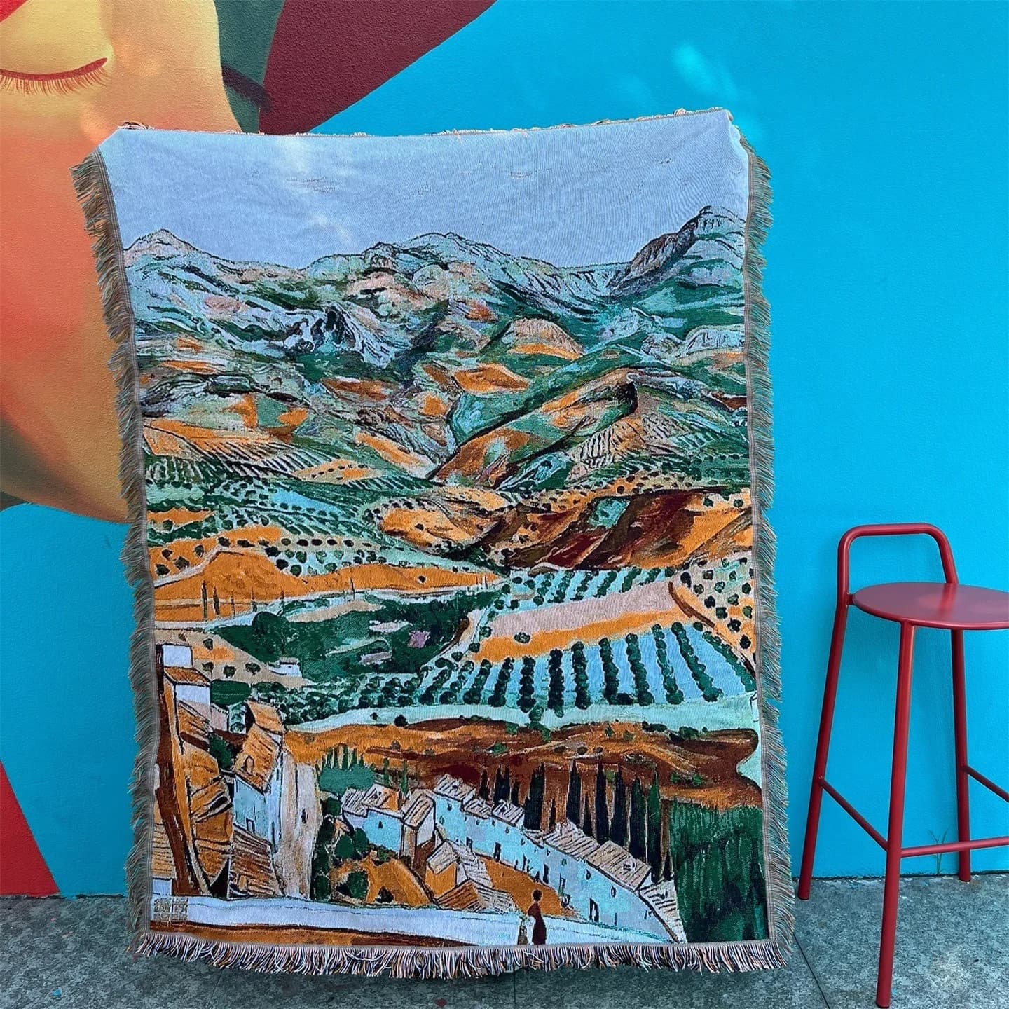Vintage Art Throw Blanket Cotton Blend Sofa Cover Tapestry