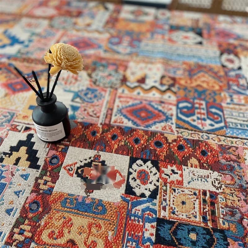 Retro Bohemian Jacquard Tablecloth Geometric Pattern Decorative Cover