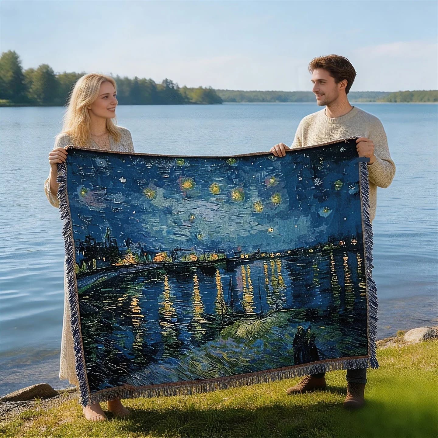 Van Gogh Style Art Tapestry Throw Blanket for Sofa Decor
