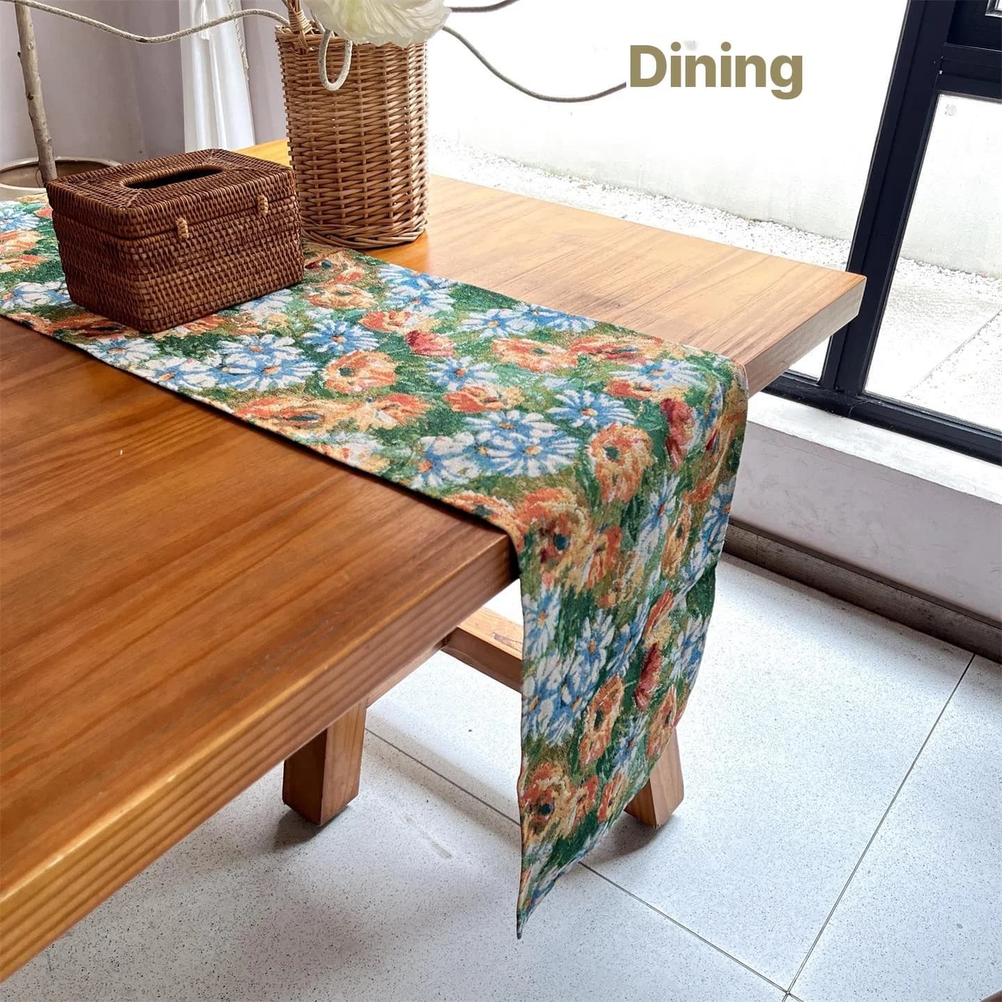 Monet Garden Floral Table Runner and Placemat, Cotton Blend Fabric