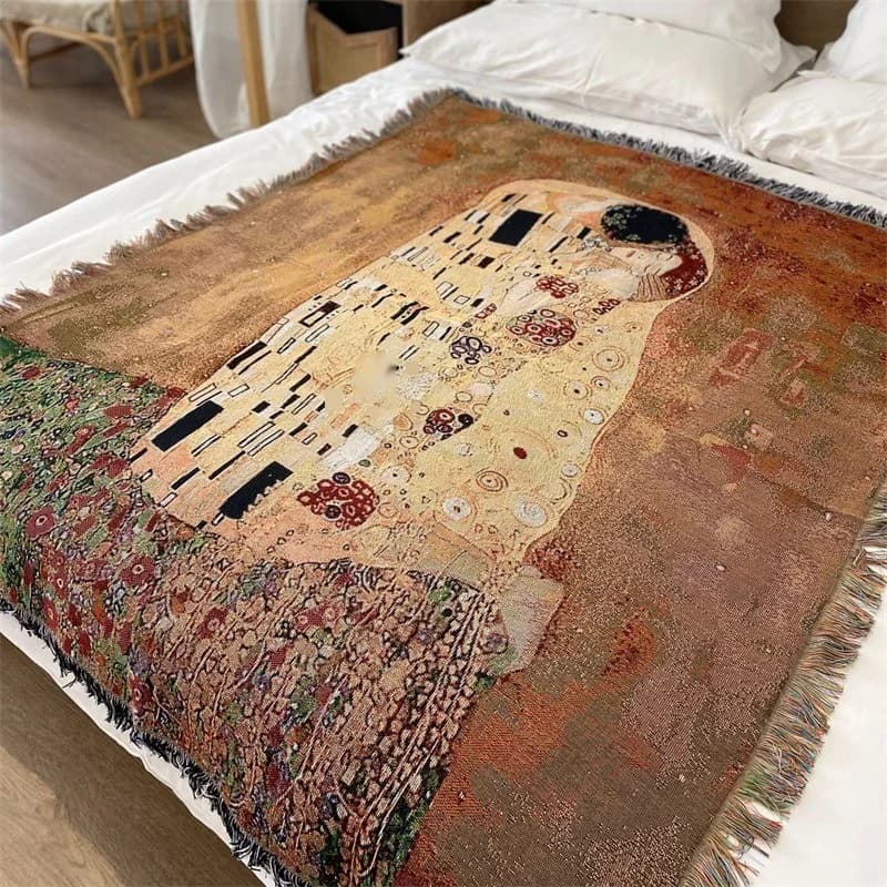 Vintage Art Throw Blanket Cotton Blend Sofa Cover Tapestry
