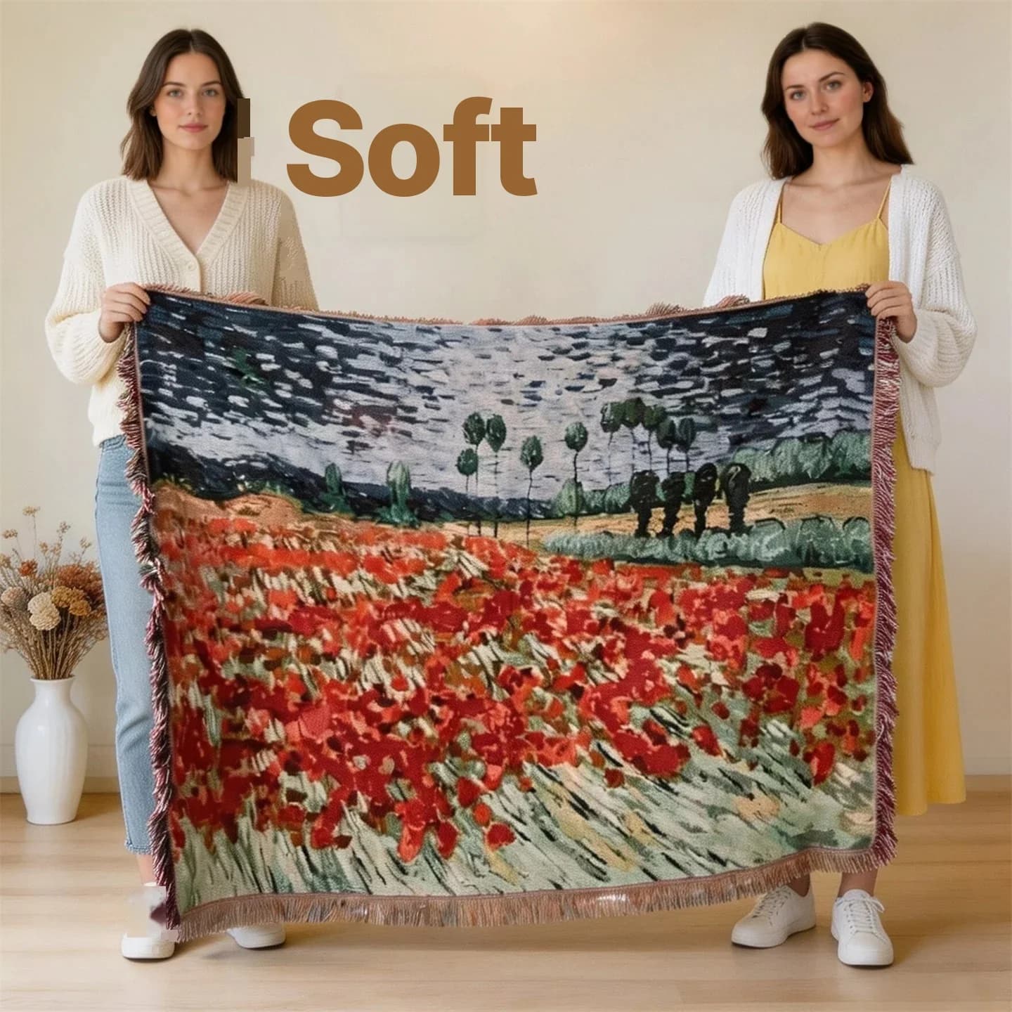 Van Gogh Style Tapestry Throw Blanket for Sofa Wall Decor