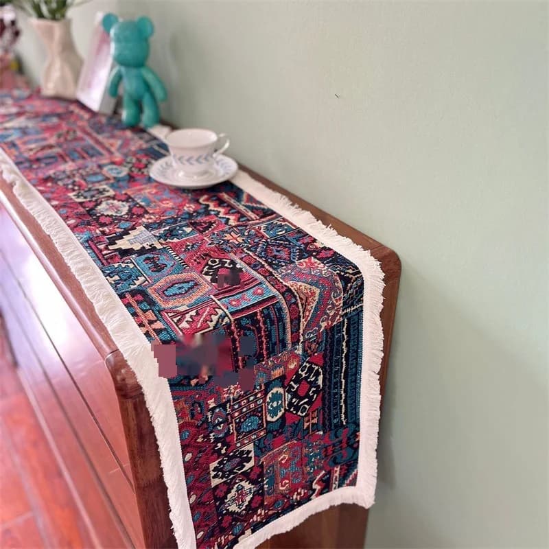 Bohemian Cotton Blend Table Runner for Dining and Living Room Decor