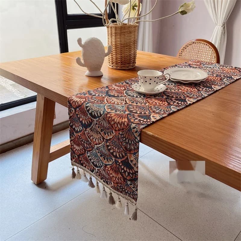 American Style Cotton Blend Table Runner with Tassels