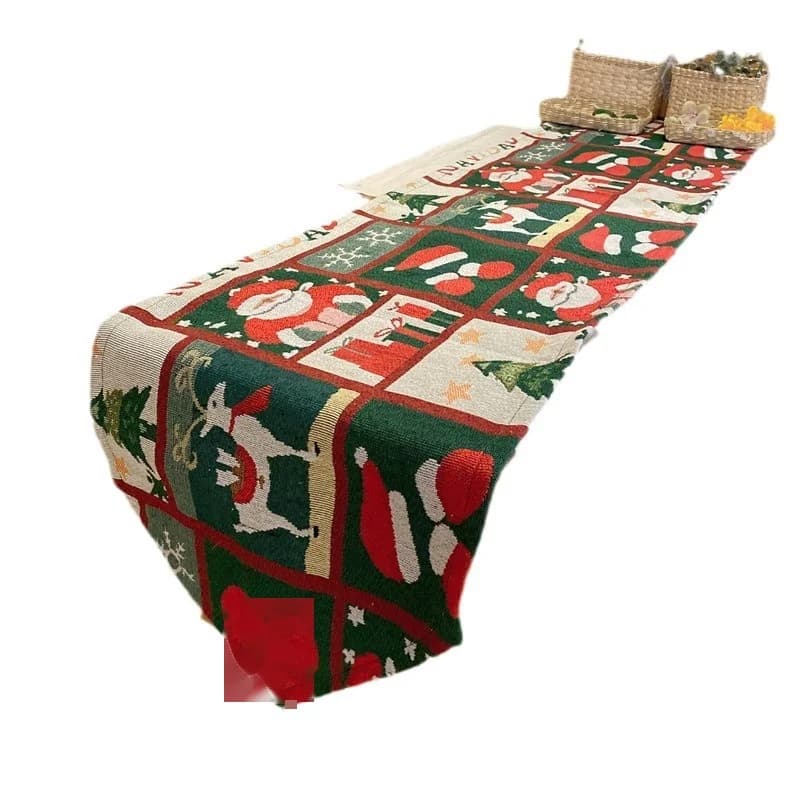 Christmas Table Runner Cotton Blend Festive Holiday Decor