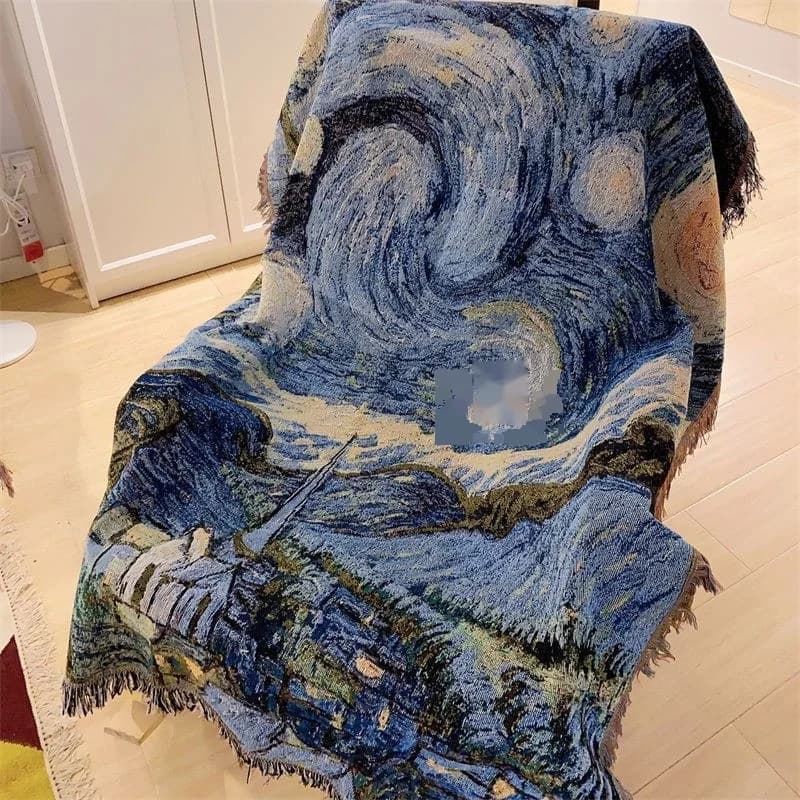 Van Gogh Starry Night Sofa Throw Blanket Cotton Blend Decorative Cover