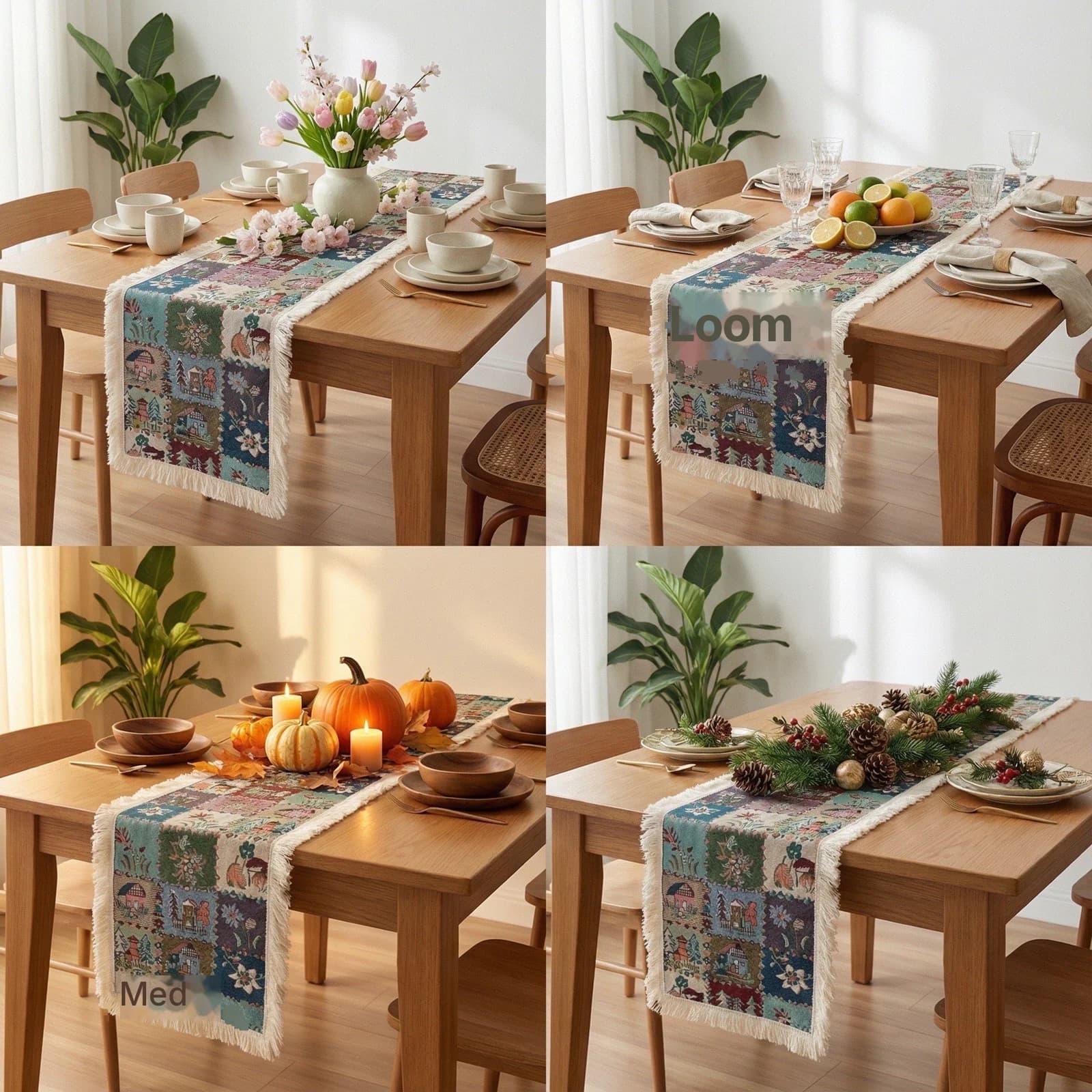 American Country Style Table Runner Floral Plant Print Cotton Blend