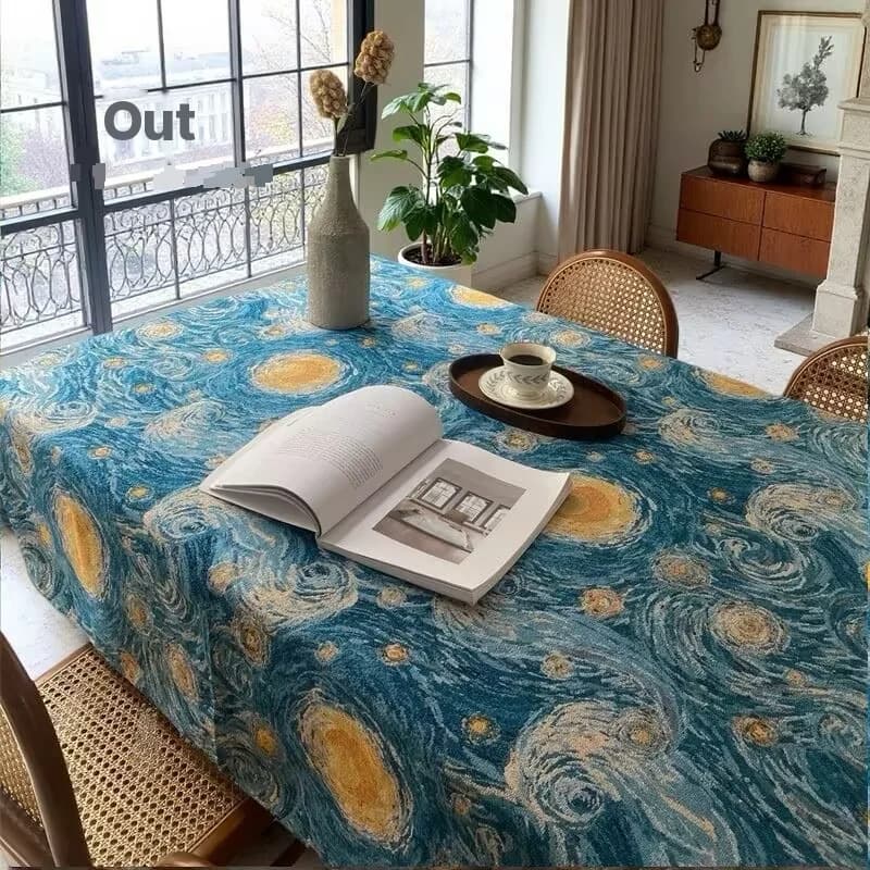 Starry Night Tablecloth Rectangular Cotton Blend Decorative Cover