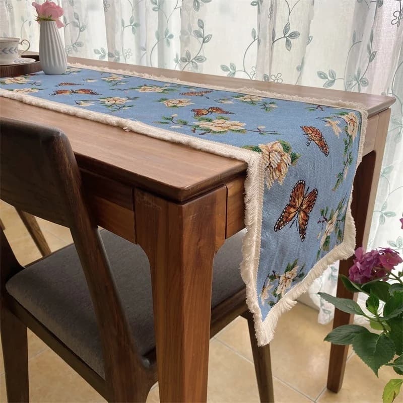 Floral Cotton Blend Table Runner for Dining Table Decor