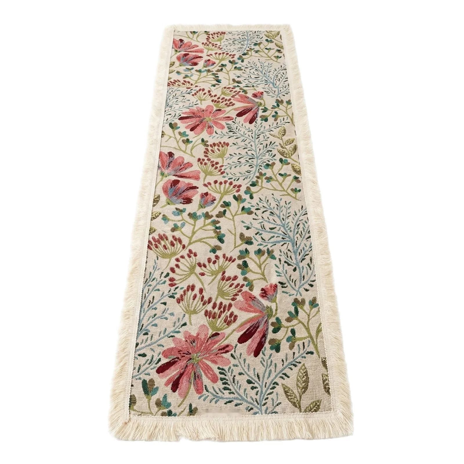 Jacquard Table Runner Cotton Blend Floral Pattern for Dining Decor