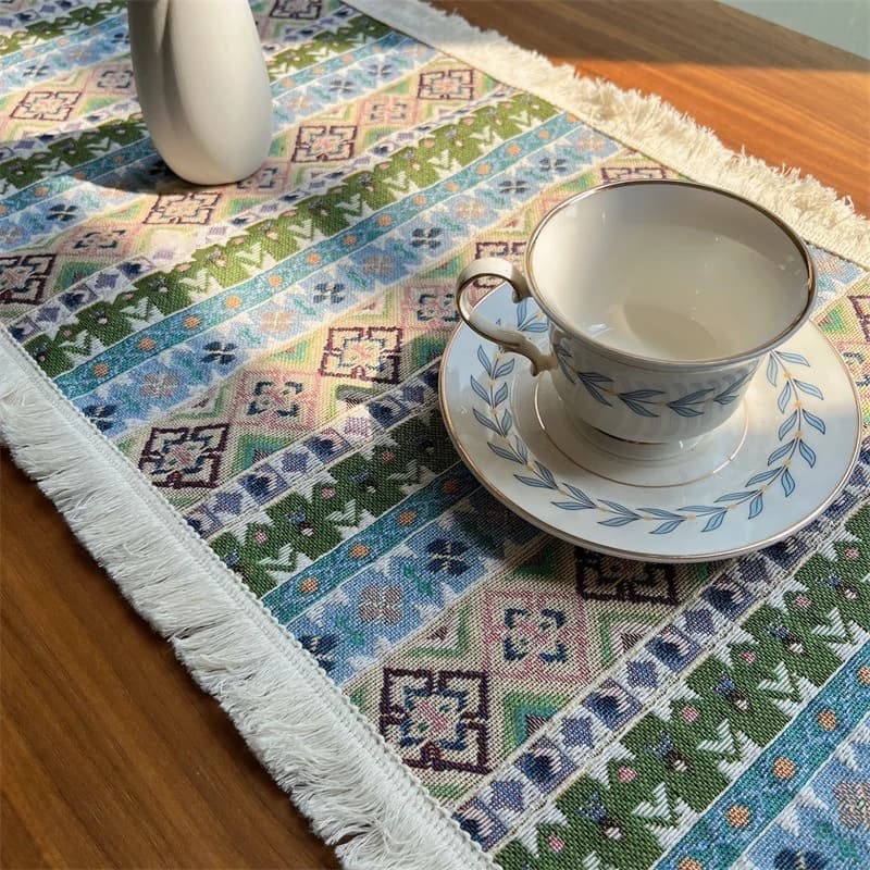 Bohemian Cotton Blend Table Runner for Dining and Living Room Decor