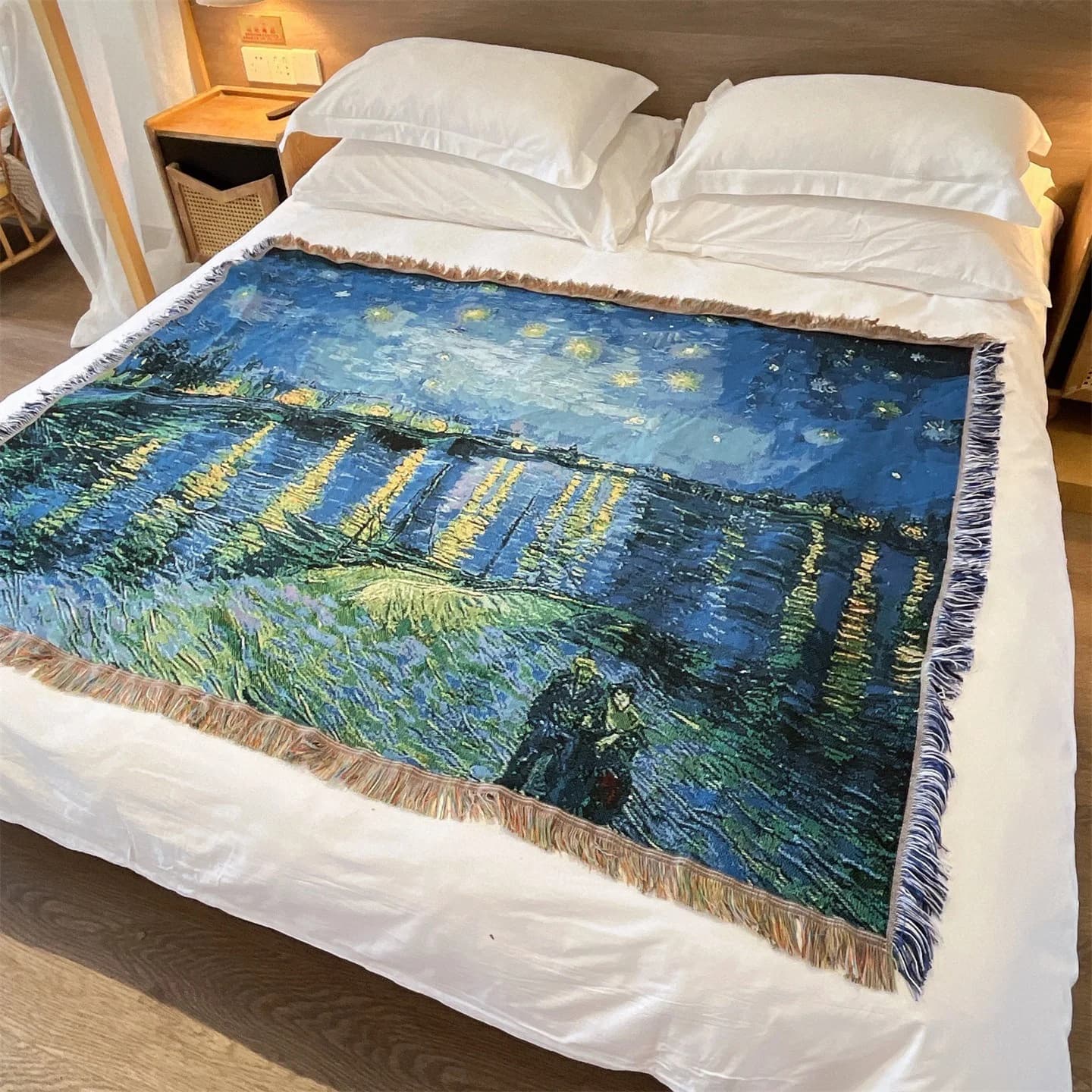 Van Gogh Style Woven Throw Blanket for Sofa Bed Wall Decor 130x160cm