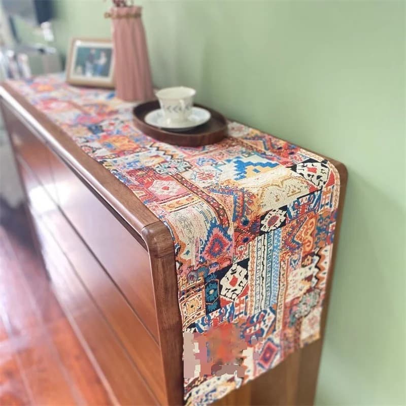 Bohemian Table Runner Retro Floral Decorative Cloth