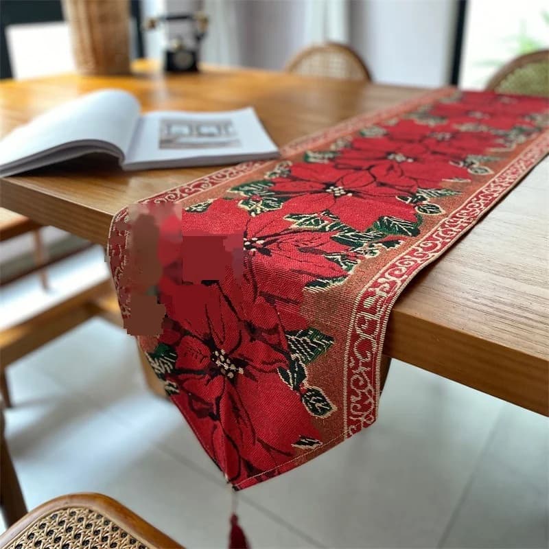 Christmas Table Runner Festive Holiday Decor Cotton Blend Long Strip