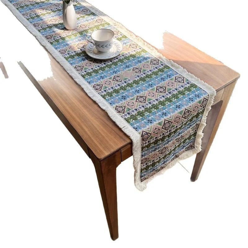 Bohemian Cotton Blend Table Runner for Dining and Living Room Decor
