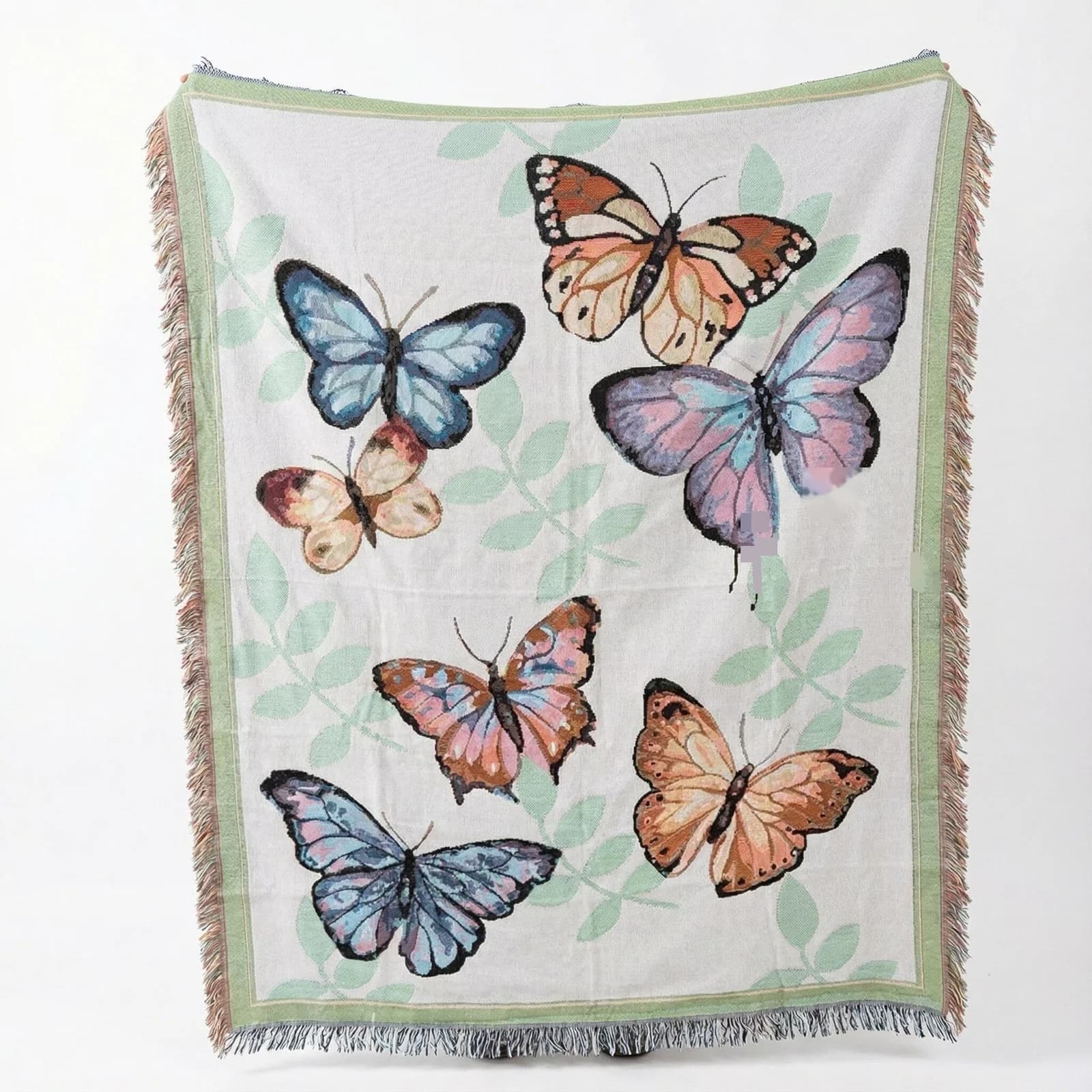 Cotton Blend Throw Blanket with Tassels for Sofa and Bed, 130x160cm