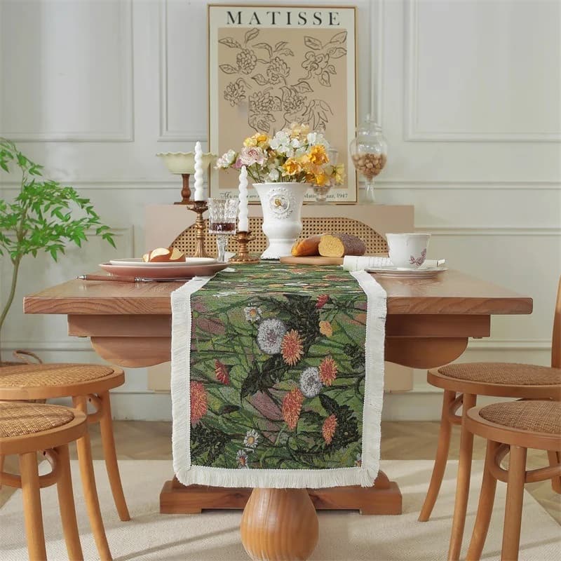 Floral Table Runner for Dining Table, Bed, and TV Cabinet