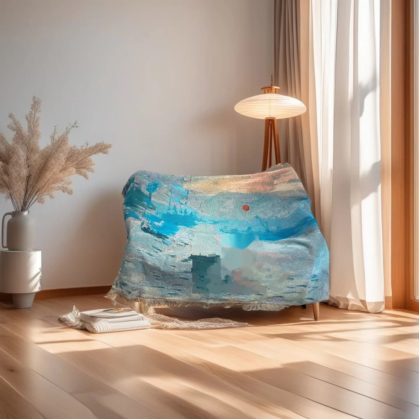 Oil Painting Style Tapestry Throw Blanket for Sofa Wall Decor