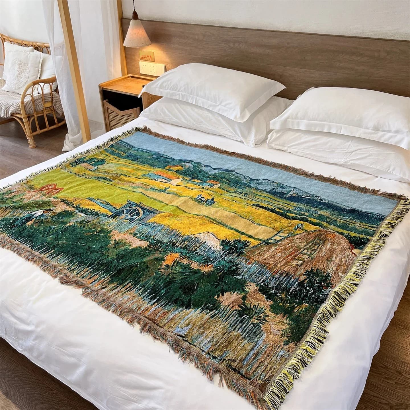 Van Gogh Style Woven Throw Blanket for Sofa Bed Wall Decor 130x160cm