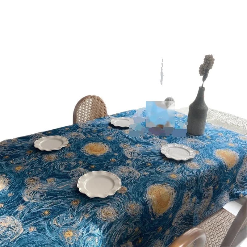 Starry Night Tablecloth Rectangular Cotton Blend Decorative Cover