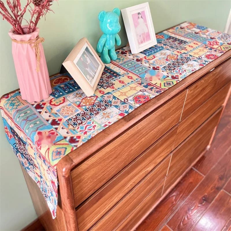 Bohemian Table Runner Retro Floral Decorative Cloth